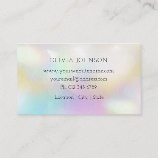 Trendy Holographic Opal Stone Visitekaartje (Achterkant)