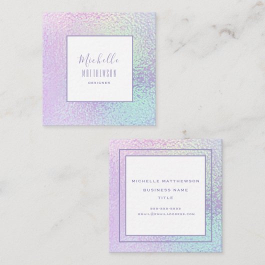 Trendy Holographic Professional Chic Vierkante Visitekaartje (Voorkant / Achterkant)