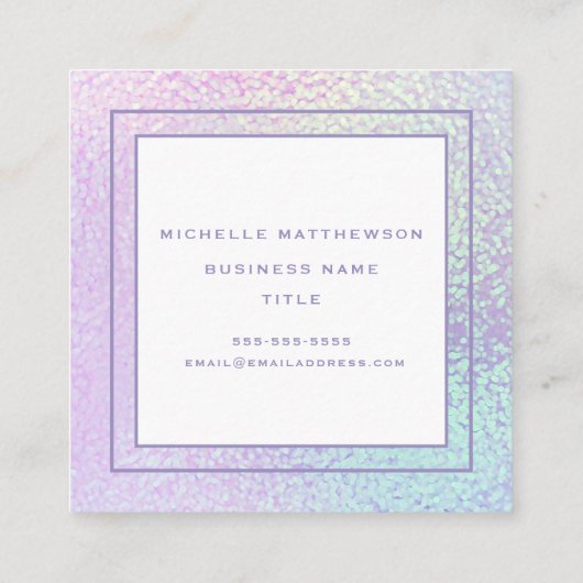 Trendy Holographic Professional Chic Vierkante Visitekaartje (Achterkant)