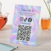 Trendy Holographic QR Code | Connect With Us  Reclamebord Met Voetstuk (Insitu)