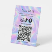 Trendy Holographic QR Code | Connect With Us  Reclamebord Met Voetstuk (Voorkant)
