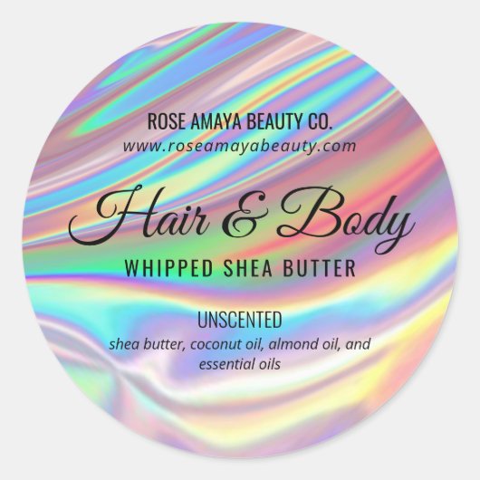 Trendy Holographic Rainbow Beauty Cosmetic Label (Voorkant)