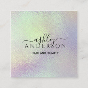 Trendy Holographic Unicorn Makeup Hair Nails Glam Vierkante Visitekaartje