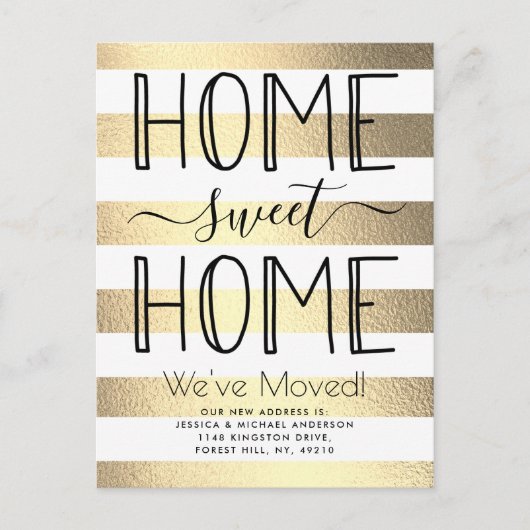 Trendy Home Sweet Home Gold Folie Typografie Verhu Aankondigingskaart (Voorkant)