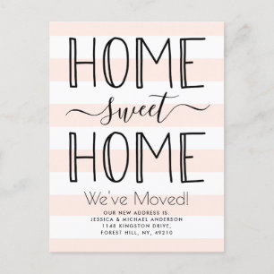 Trendy Home Sweet Home Typografie Blush Moving Aankondigingskaart