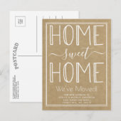 Trendy Home Sweet Home Typografie Kraft Verhuizen Aankondigingskaart (Voorkant / Achterkant)