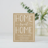 Trendy Home Sweet Home Typografie Kraft Verhuizen Aankondigingskaart (Staand voorkant)