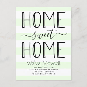Trendy Home Sweet Home Typografie Mint Moving Aankondigingskaart