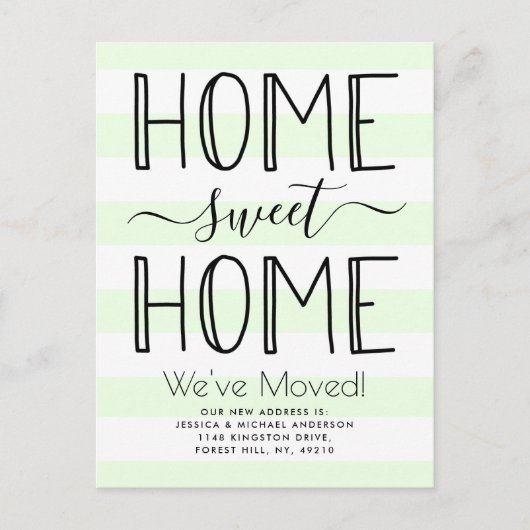 Trendy Home Sweet Home Typografie Mint Moving Aankondigingskaart (Voorkant)