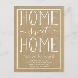 Trendy Home Sweet Home Typography Kraft Moving Aankondigingskaart