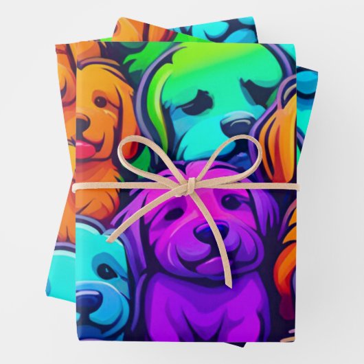 Trendy hond Patroon voor Pet Lovers Inpakpapier Vel (In situ)