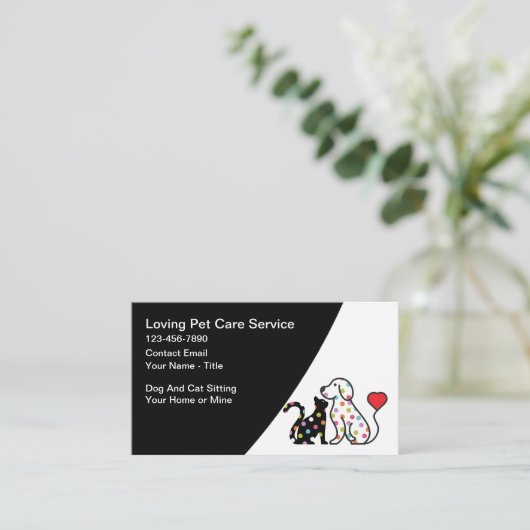 Trendy honden- en kattenoppas visitekaartje (Staand voorkant)