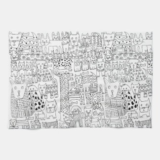 trendy Honden en Puppies in Zwart en Wit Patroon Theedoek