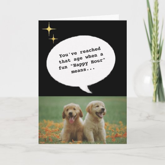 Trendy honden Happy Hour Ouder worden Funny Verjaa Kaart (Voorkant)