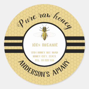 trendy honey jar bee apiary ronde sticker
