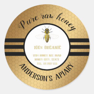 trendy honey jar bee apiary ronde sticker