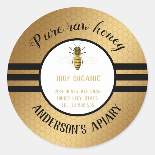 trendy honey jar bee apiary ronde sticker (Voorkant)