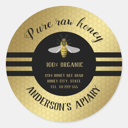 trendy honey jar bee apiary ronde sticker (Voorkant)