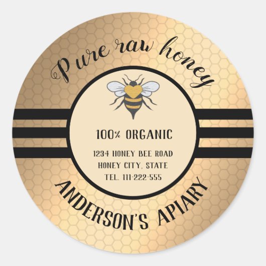 trendy honey jar bee apiary round ronde sticker (Voorkant)