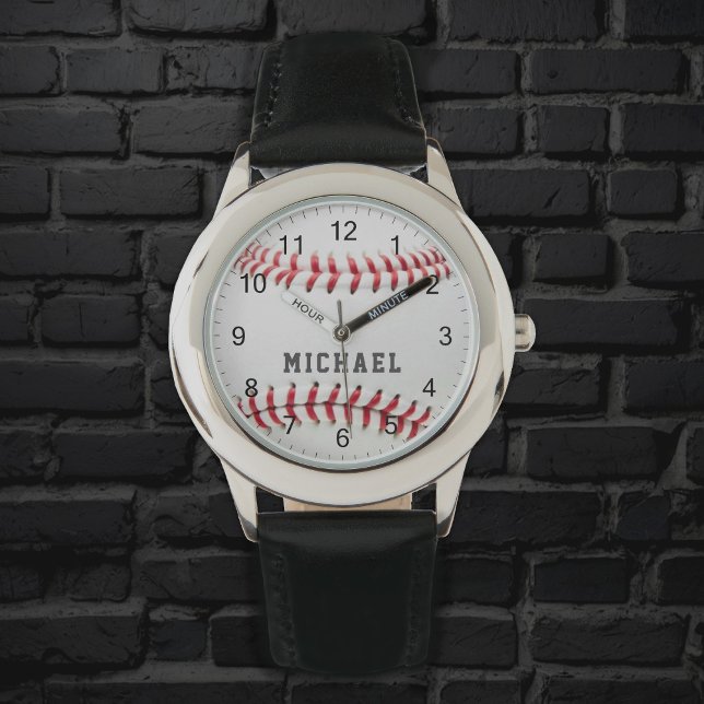 Trendy Honkbal Gepersonaliseerde Naam Kinder Jonge Horloge (Creator heeft geüpload)
