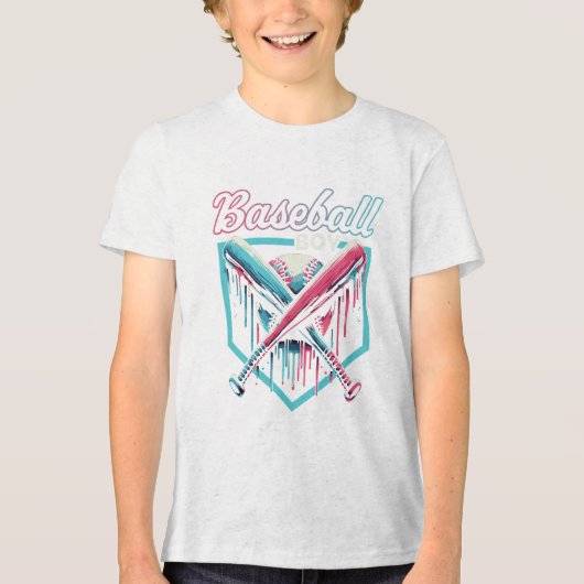 Trendy honkbaljongen druppel schild T-shirt (Voorkant)