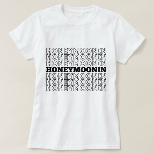 Trendy Hooneymoonin hubby wifey pasgetrouwden vaka T-shirt (Design voorkant)