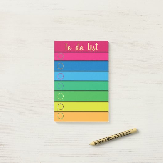 Trendy horizontale Latijnse regenboogstripes om li Post-it® Notes (Op bureau)