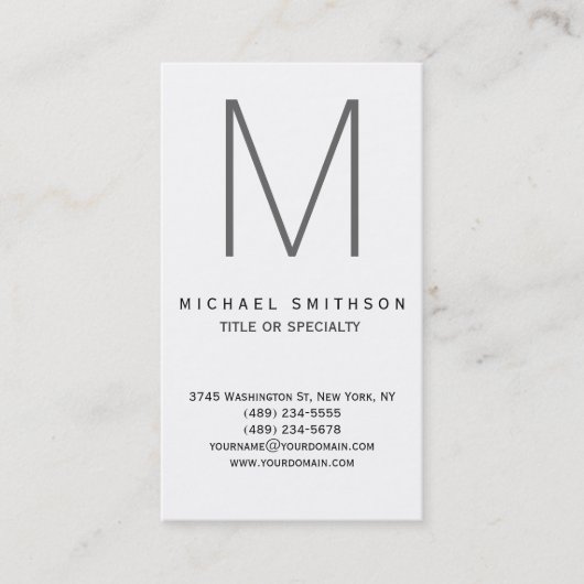 Trendy Hot Monogram Grey Black White Visitekaartje (Voorkant)