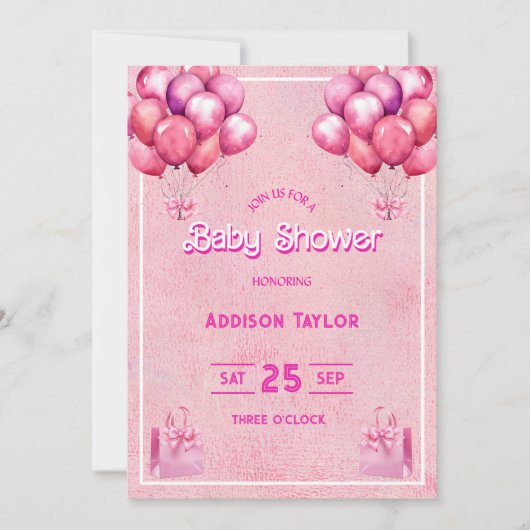 Trendy Hot Pink Barbiedoll Baby shower Kaart (Voorkant)