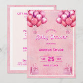 Trendy Hot Pink Barbiedoll Baby shower Kaart (Voorkant / Achterkant)