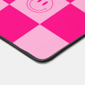 Trendy Hot Pink Checkered & Retro Happy Smile Bureaumat (Hoek)