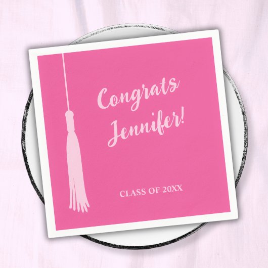 Trendy Hot Pink Chic 2024 Afstudeerder Tassel Afst Servet