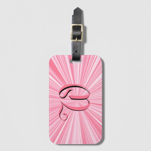 Trendy Hot Pink Colour Burst Monogram Initiaal Bagagelabel (Voorkant (verticaal))