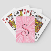 Trendy Hot Pink Colour Burst Monogram Initiaal Mui Pokerkaarten (Achterkant)