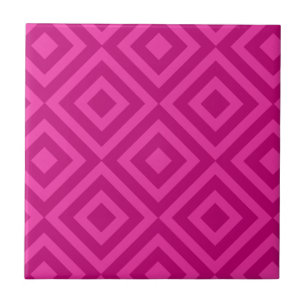 Trendy Hot Pink Diamond Pattern Tegeltje