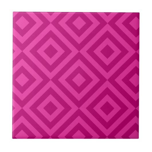 Trendy Hot Pink Diamond Pattern Tegeltje (Voorkant)