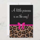 Trendy Hot Pink en Black Leopard Bow Baby shower Kaart (Voorkant)