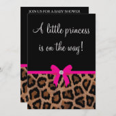 Trendy Hot Pink en Black Leopard Bow Baby shower Kaart (Voorkant / Achterkant)