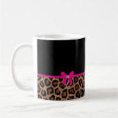 Trendy Hot Pink en Black Leopard Bow Koffiemok (Links)
