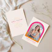 Trendy Hot Pink en Oranje Arch Graduation Party Kaart