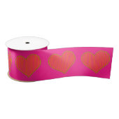 Trendy Hot Pink en Oranje Glitter Heart Satijnen Lint (Spoel)