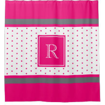 Trendy Hot Pink en Silver Striped Monogrammen