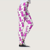 Trendy Hot Pink en White Funny Cat Leggings (Rechts)