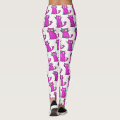 Trendy Hot Pink en White Funny Cat Leggings (Achterkant)