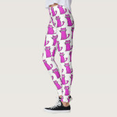 Trendy Hot Pink en White Funny Cat Leggings (Links)