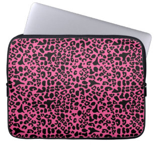 Trendy Hot Pink en zwarte, moderne laptop afdrukke Laptop Sleeve