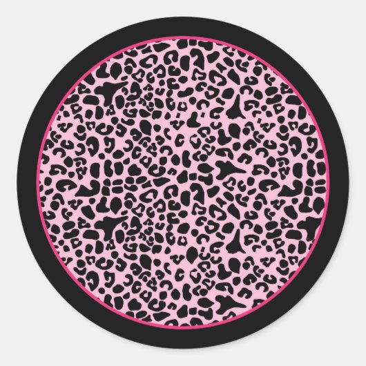 Trendy Hot Pink en zwarte, moderne laptop afdrukke Ronde Sticker (Voorkant)