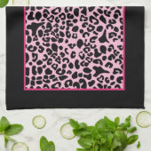 Trendy Hot Pink en zwarte, moderne laptop afdrukke Theedoek (Gevouwen)