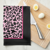 Trendy Hot Pink en zwarte, moderne laptop afdrukke Theedoek (Quarter Fold)