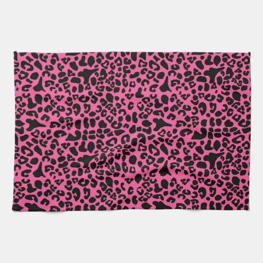 Trendy Hot Pink en zwarte, moderne laptop afdrukke Theedoek (Horizontaal)